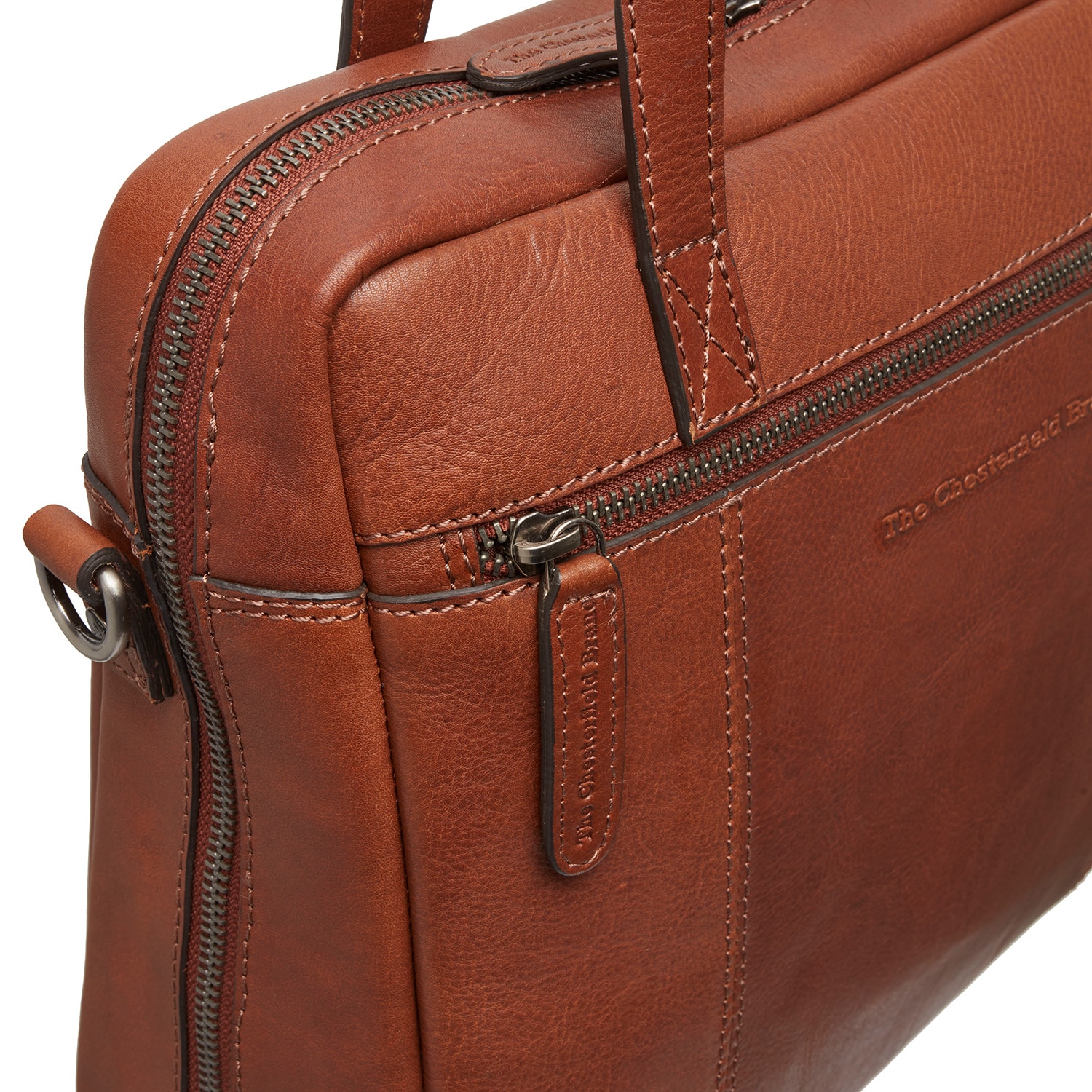 Geanta de laptop din piele naturala, The Chesterfield Brand, Puglia 14 inch, Maro coniac