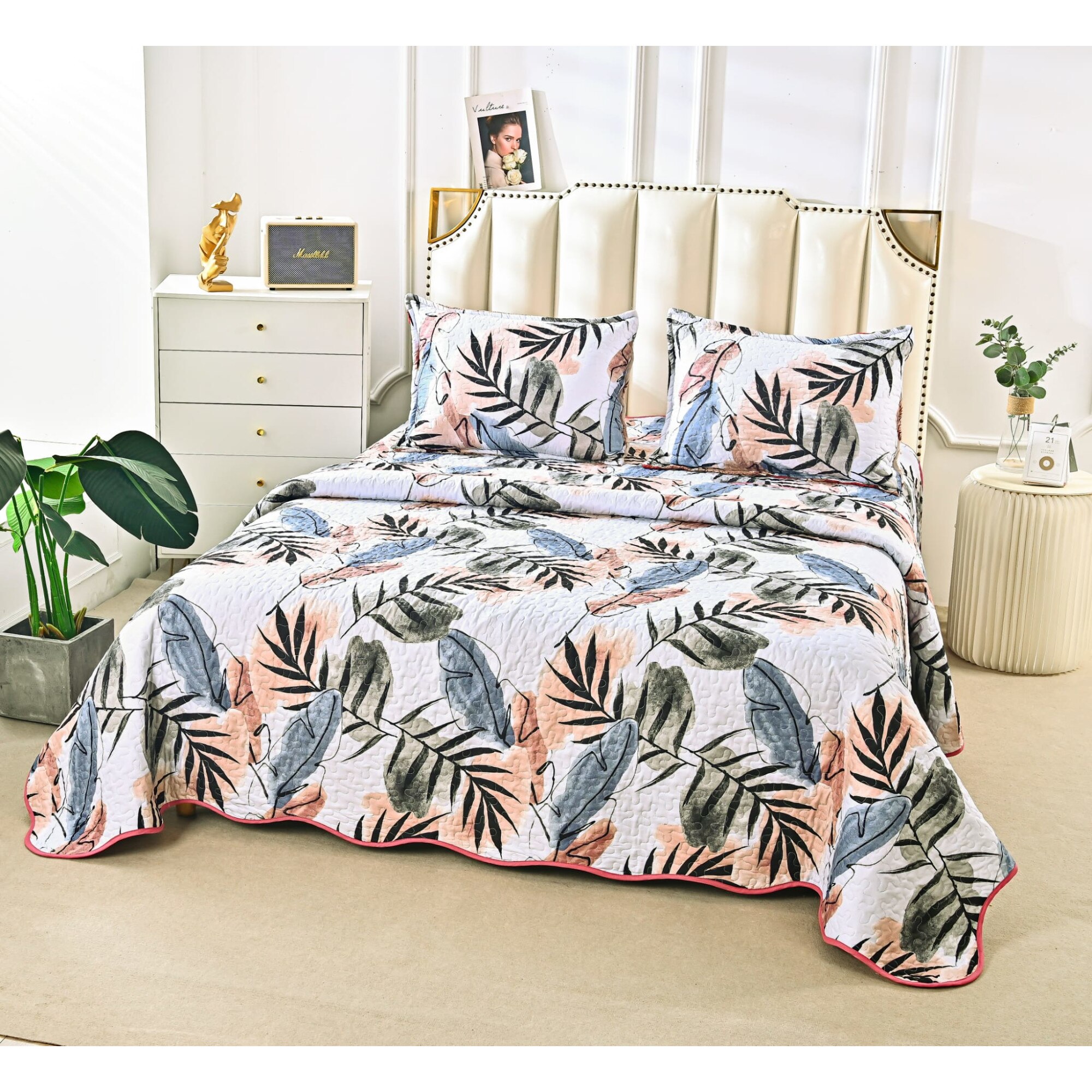 Капитониран комплект юрган 240х220 за легло и 2 калъфки за възглавница ...