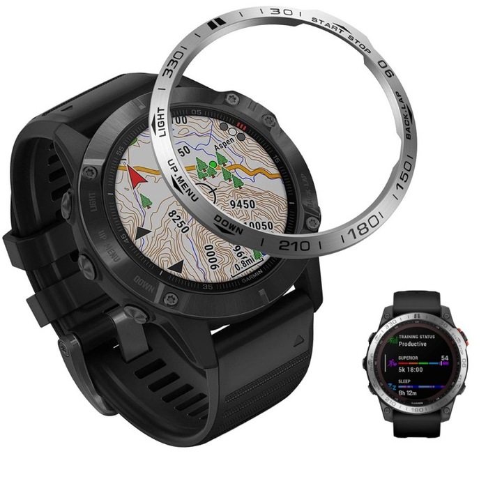 Husa cu rama pentru Garmin Fenix ​​​​​​​7S, metal, Argintiu