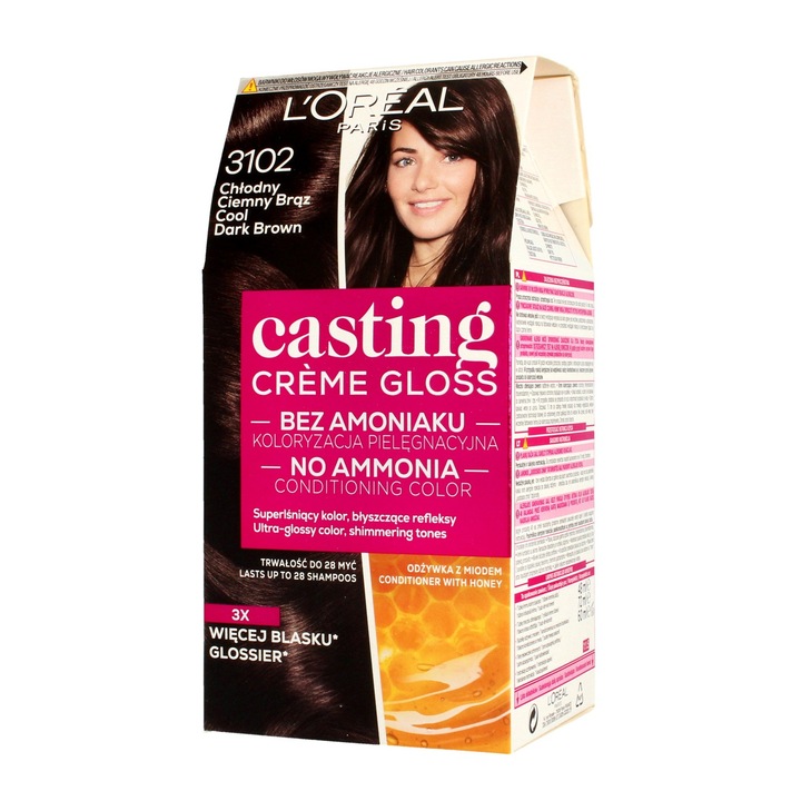Crema colorata pentru par, L'Oreal Paris, Casting Creme Gloss, Nr. 3102, Cool Brown Dark