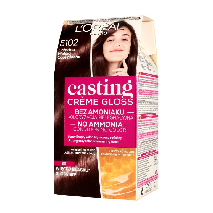 Crema colorata pentru par, L'Oreal Paris, Casting Creme Gloss, Nr. 5102, Cool Mocha