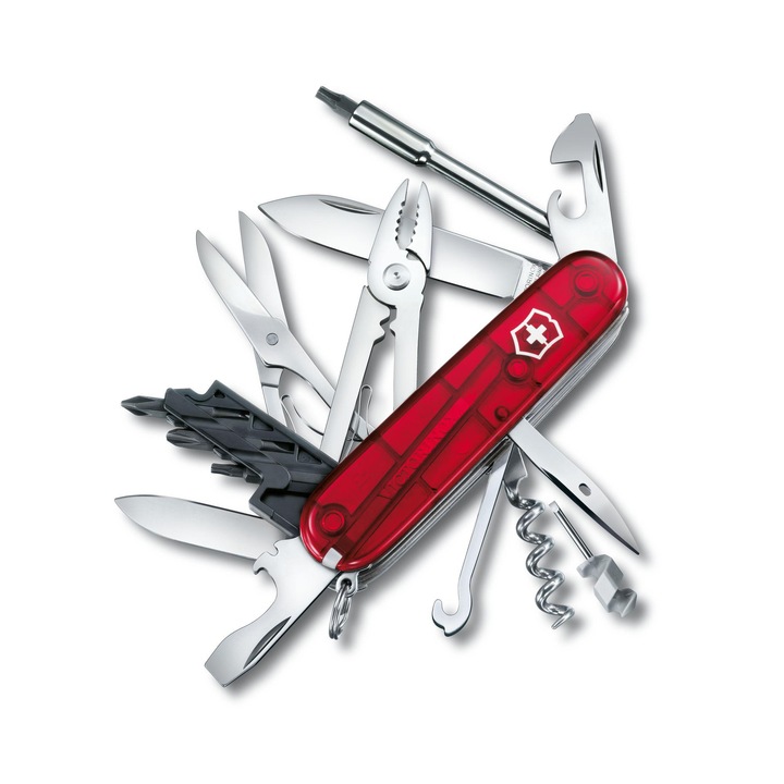 Джобно ножче Victorinox Cyber Tool M 1.7725.T, 91 мм, Transparent red