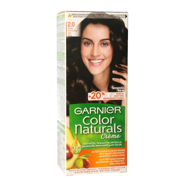 Crema colorata pentru par, Garnier Color Naturals, Nr. 2.0, Maro