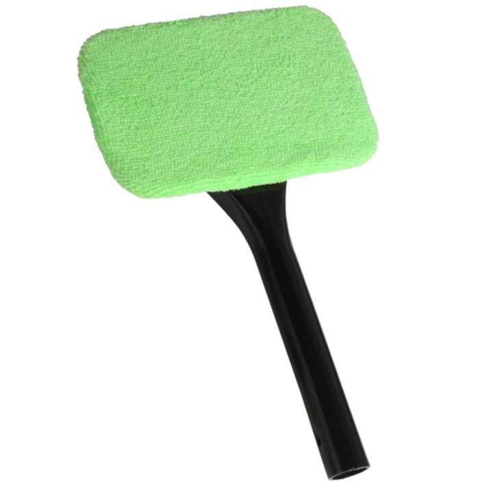 Perie universala auto, Brat lung, Microfibra/Plastic, Negru/Verde