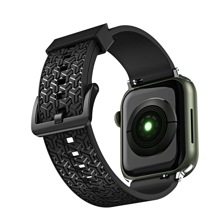 Каишка за часовник, Hurtel, за Apple Watch 7 / SE (45/44 / 42 мм), 46 мм, черен