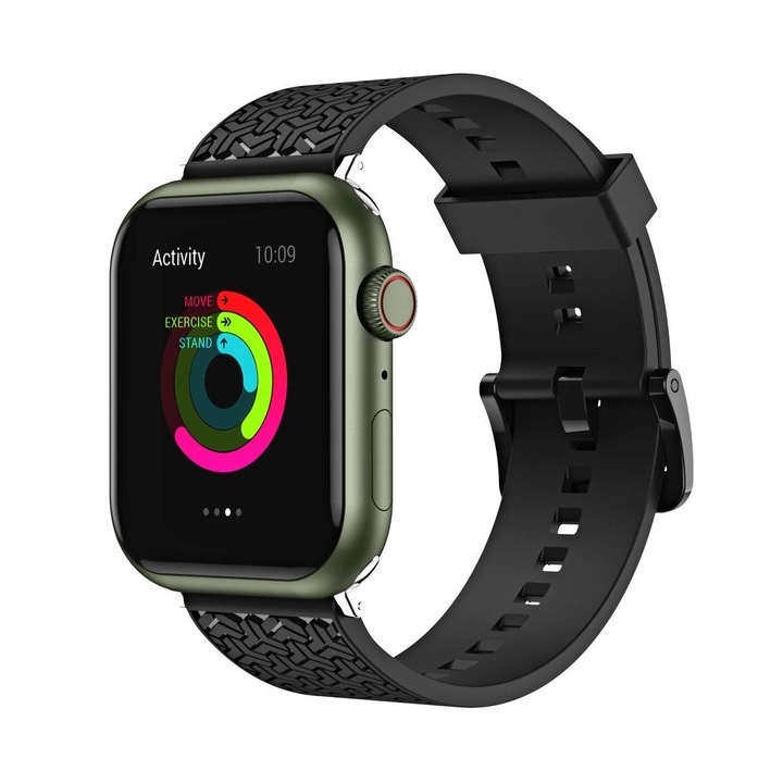 Каишка за часовник, Hurtel, за Apple Watch 7 / SE (41/40 / 38 мм), черна