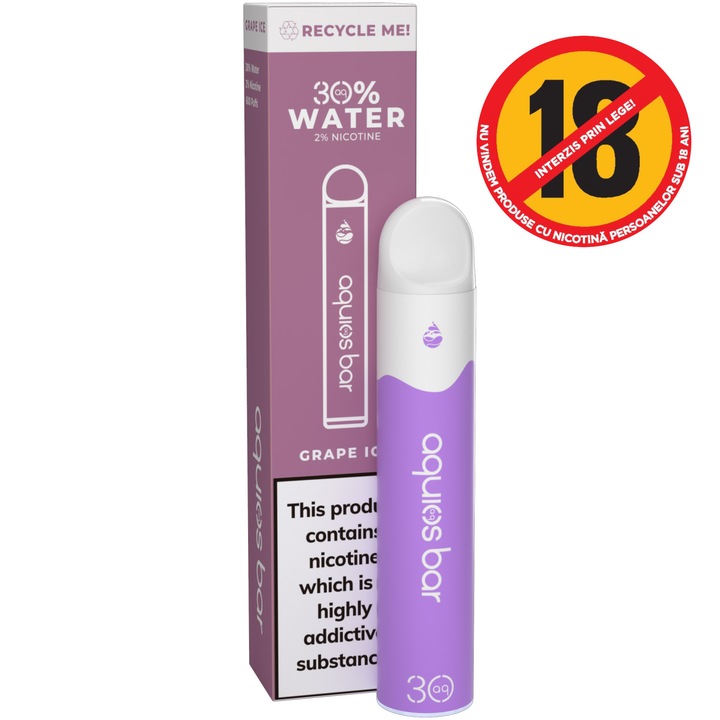 Tigara Electronica Aquios Disposable 2 ml, reciclabil, 20 mg, Grape Ice