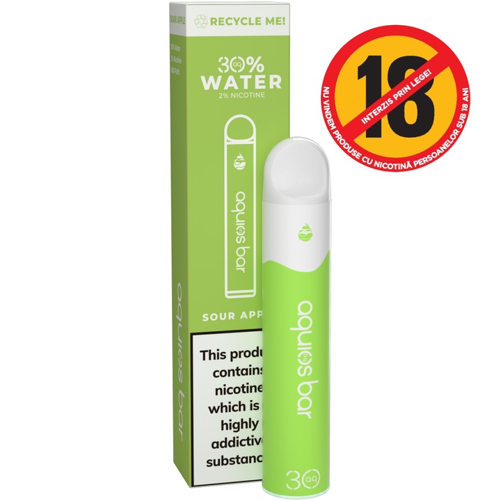 Tigara Electronica Aquios Disposable 2 ml, reciclabil, 20 mg, Sour Apple