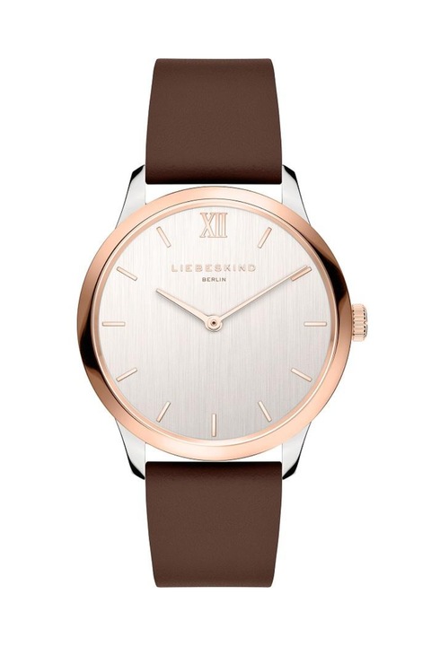 Ceas de dama, Liebeskind Berlin, LT-0278-LQ, Otel inoxidabil/Piele naturala, Maro/Auriu