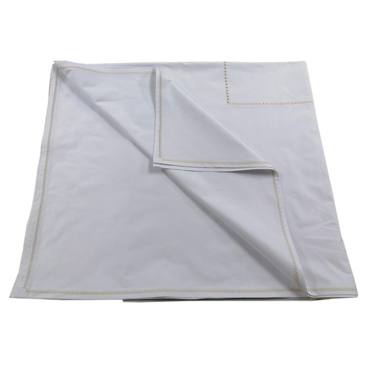 Допълнителен двоен чаршаф, 280 x 300 см, Casa Bucuriei, модел Decor, бяло/кремаво, 100% памук, бродирана граница и бордюр