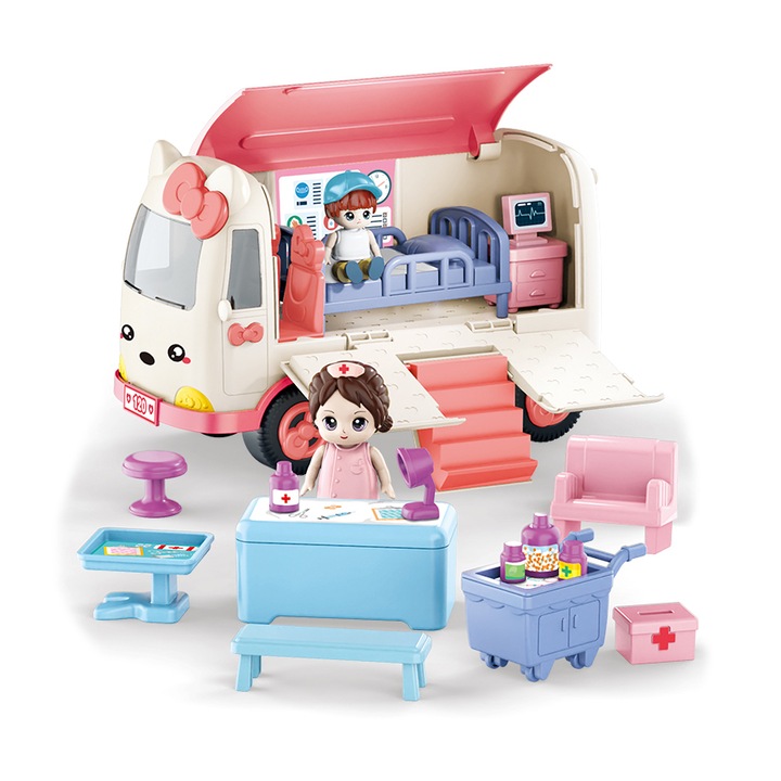 Joc de rol cu Figurine si accesorii colorate - Ambulanta salvatoare