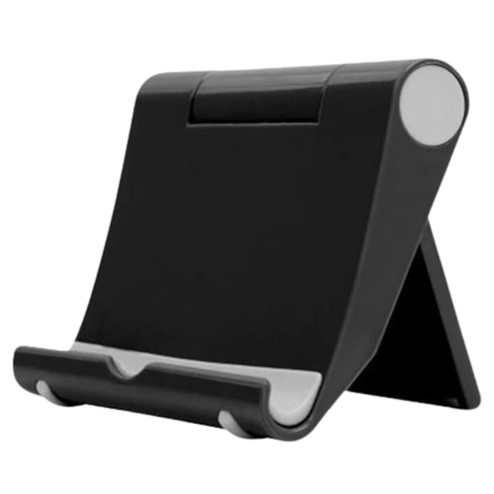 Suport OZ de birou/noptiera, pliabil, portabil, ajustabil universal pentru telefon sau tableta, mini, Negru