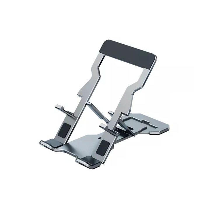 Стойка/поддръжка Алуминиева MTP за телефон, сгъваема, регулируем ъгъл на наклона, ултракомпактна 3 мм, сребриста