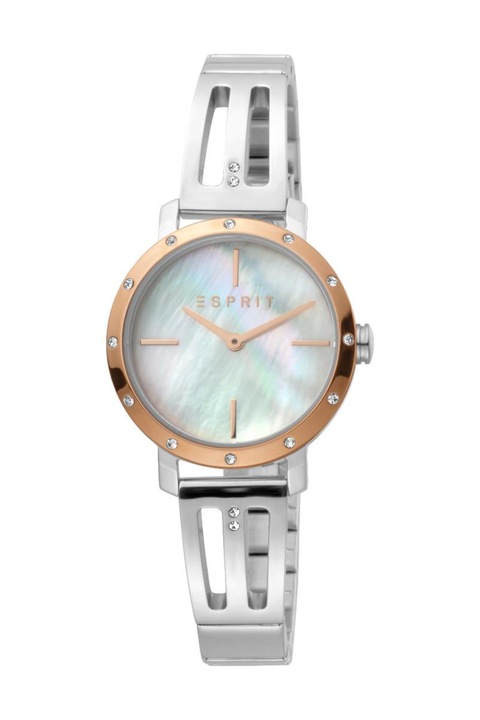 Ceas de dama, Esprit, Mecanism Quartz, Afisaj Analogic, Otel inoxidabil, Auriu, Argintiu