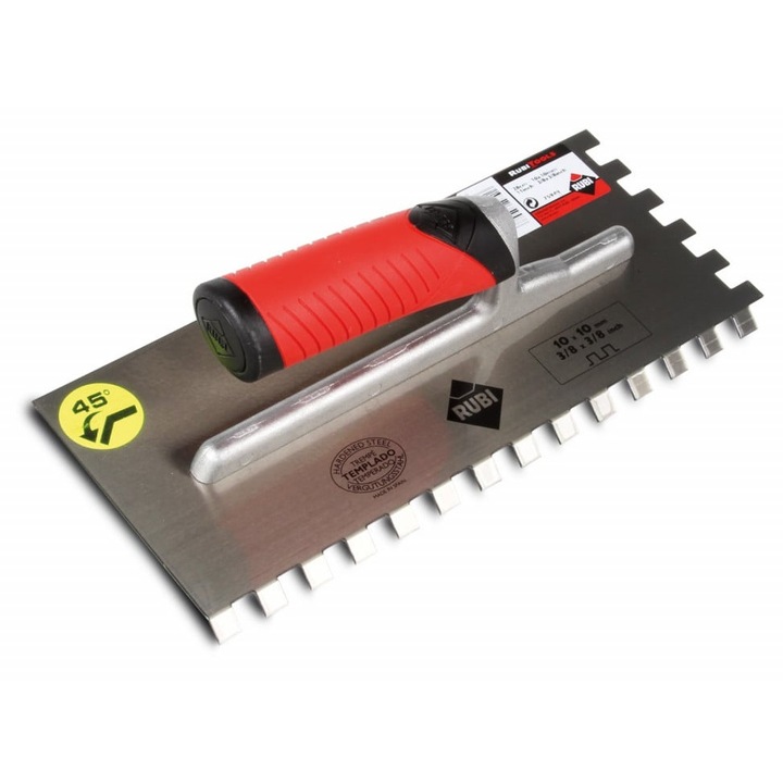 Gletiera dintata MRA 45° cu maner Rubiflex 28cm, 10mm - RUBI-75948