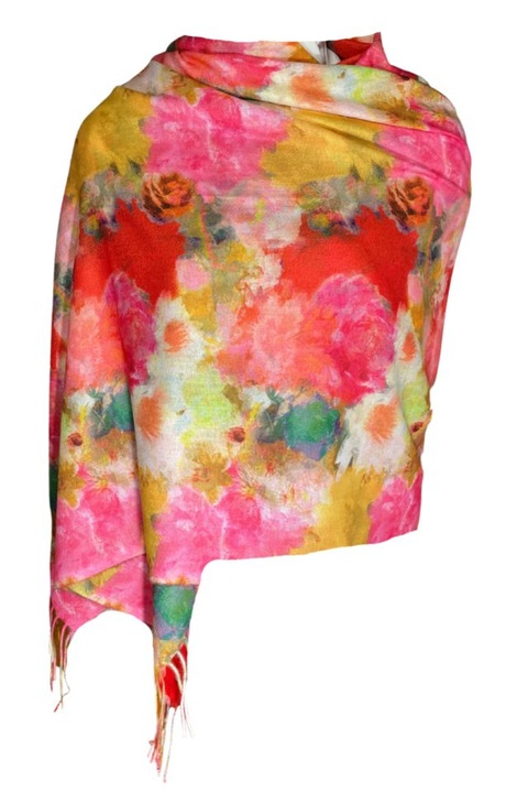 Дамски кашмирен шал F, Dacali, розов, 180 х 70 см