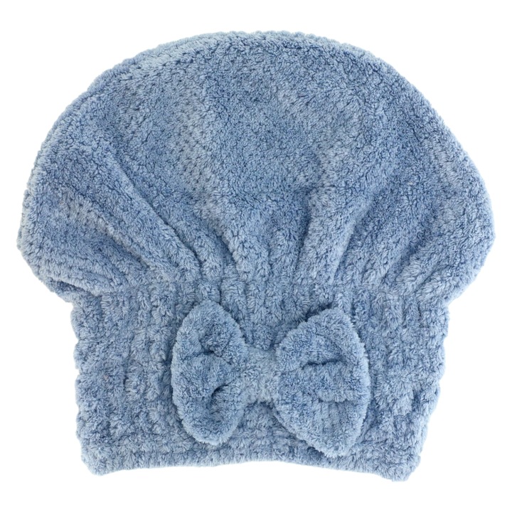 Кърпа за сушене на коса, Възрастни, Тип шапка, NO4225, 23 x 26 см, Синя