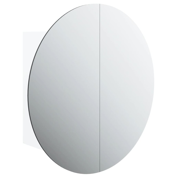 Шкаф за баня с кръгло огледало и LED vidaXL, бял, 47x47x17,5 см, 12.54 Kg