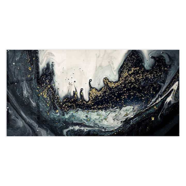 Стъклен панел за гръб на кухня, ARTHUB, Abstract Black, 60x150cm