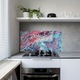 Стъклен панел за гръб на кухня, ARTHUB, Abstract Blue Objects, 60x150cm