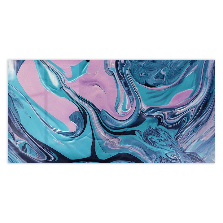 Стъклен панел за гръб на кухня, ARTHUB, Abstract Blue and Pink, 60x120cm