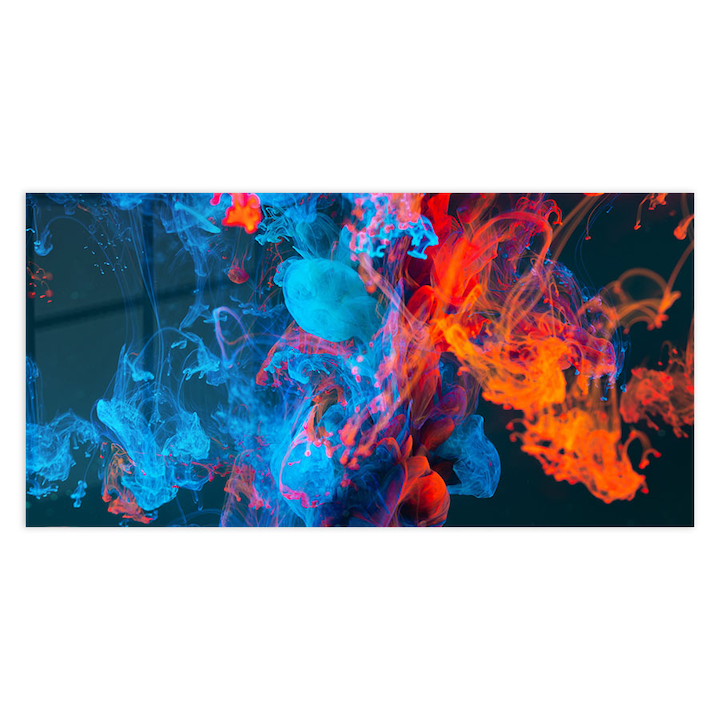 Стъклен панел за гръб на кухня, ARTHUB, Abstract Blue and Red, 60x100cm