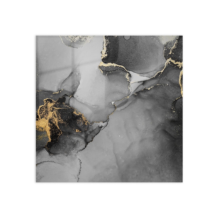 Стъклен панел за гръб на кухня, ARTHUB, Abstract Gold Dust, 100x100cm