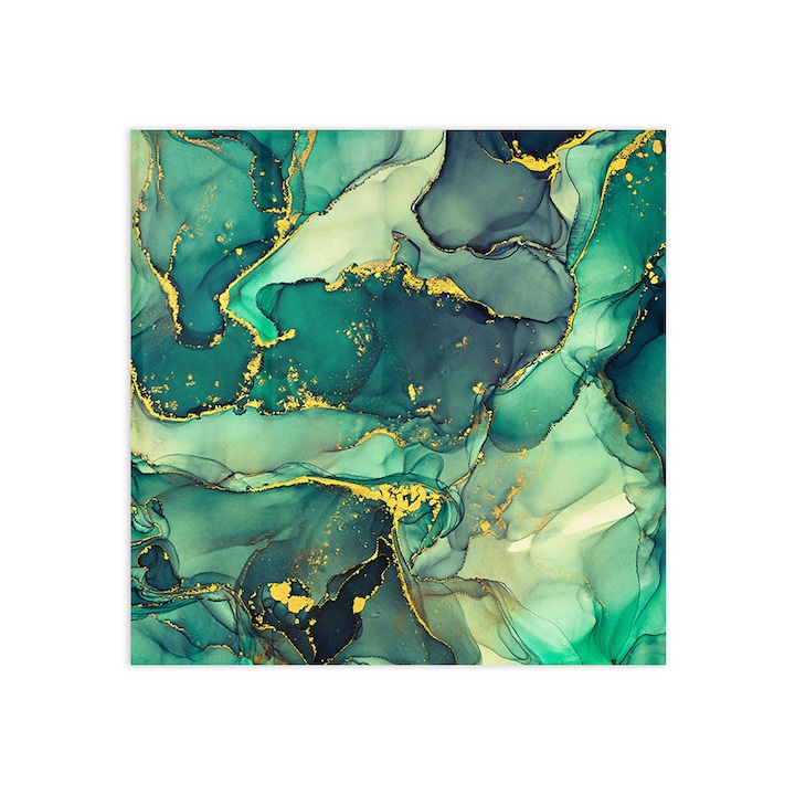 Стъклен панел за гръб на кухня, ARTHUB, Abstract Green Marble, 60x60cm