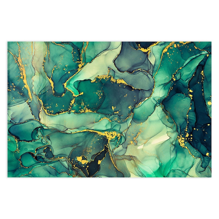 Стъклен панел за гръб на кухня, ARTHUB, Abstract Green Marble, 50x70cm