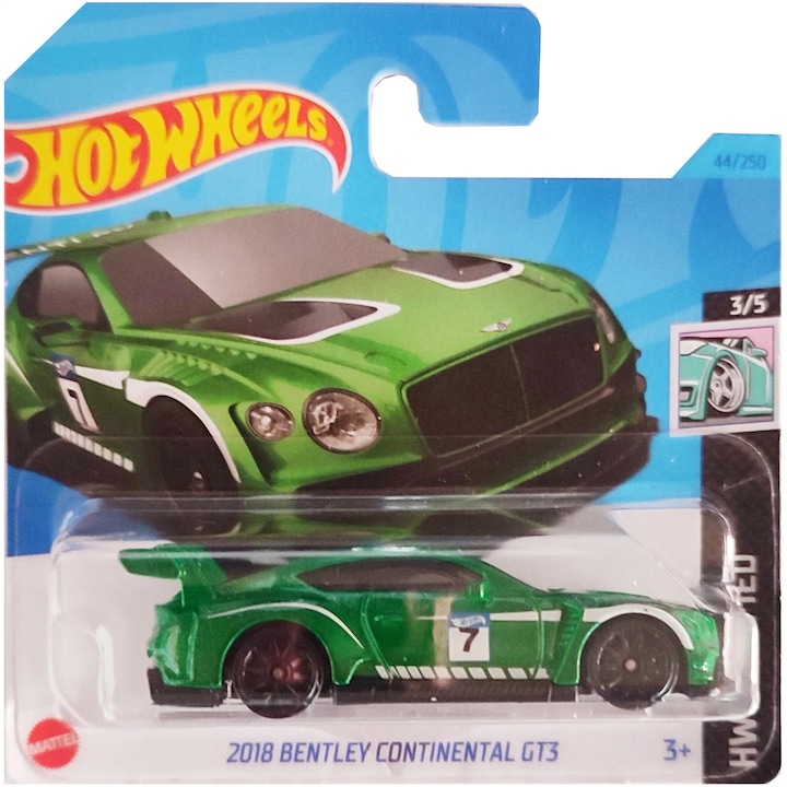 Метална кола Hot Wheels, 2018 Bentley Continental GT3, 1:64, зелен