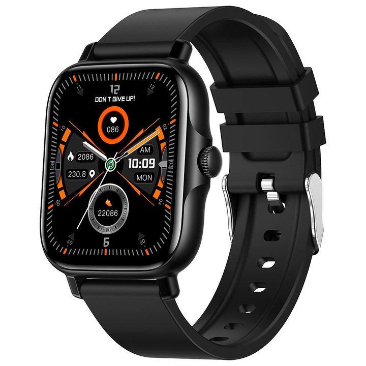 Ceas Smartwatch iHunt Watch 10 Titan, Convorbire prin Bluetooth, Saturatie Oxigen, Ritm Cardiac, Tensiune Arteriala, Notificari, Pedometru, Monitorizare somn, iOS/Android, Black