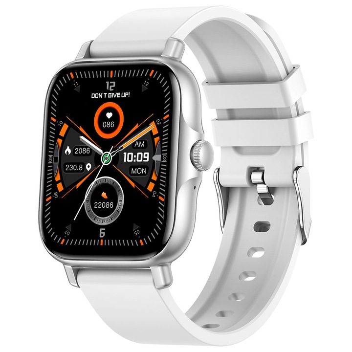 Ceas Smartwatch iHunt Watch 10 Titan, Convorbire prin Bluetooth, Saturatie Oxigen, Ritm Cardiac, Tensiune Arteriala, Notificari, Pedometru, Monitorizare somn, iOS/Android, Silver