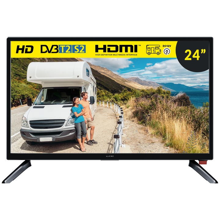 Телевизор Kiano 24" DLED HD 1366x768 Mpx | 60cm | DVB-S/S2, ATV/DVB-C/T/T2 | КЛАС F