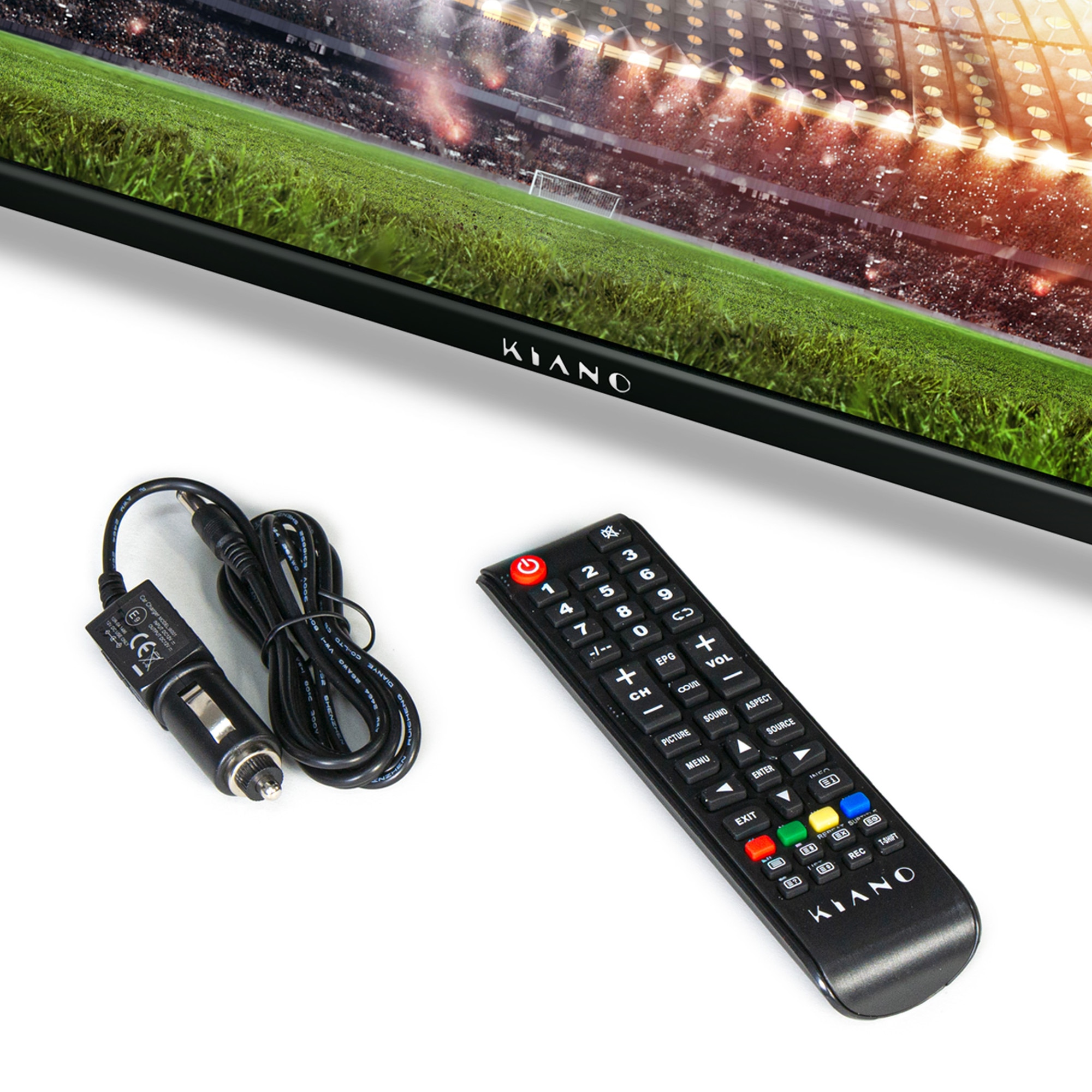 Kiano Slim TV Travel Televizor 24" inch | LED HD TV 1366 x 768 |60 cm | Incarcator auto | HDMI USB | Dolby Audio | Tuner Triplu DVB-T2 - Cel mai bun pentru camioane si rulote
