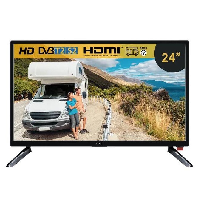 Kiano Slim TV Travel Televizor 24" inch | LED HD TV 1366 x 768 |60 cm | Incarcator auto | HDMI USB | Dolby Audio | Tuner Triplu DVB-T2 - Cel mai bun pentru camioane si rulote