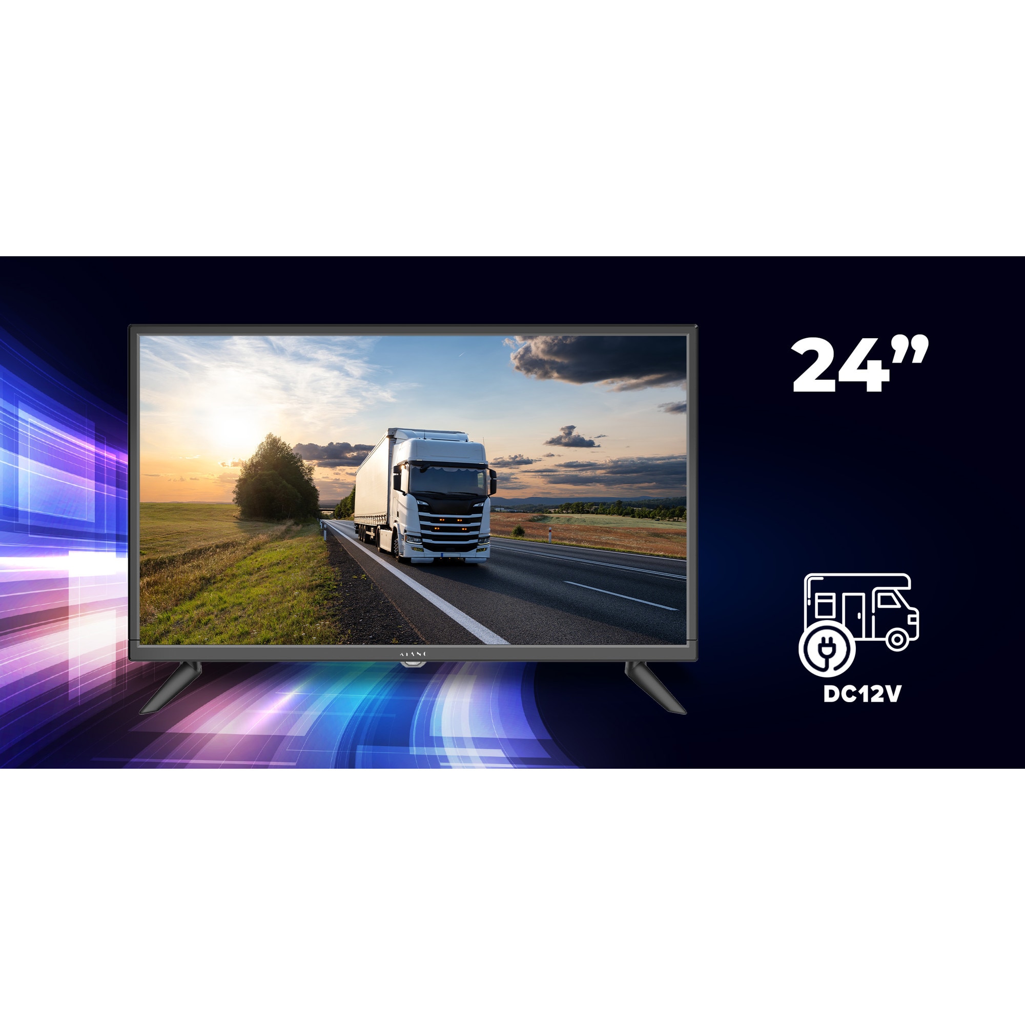 Kiano Slim TV Travel Televizor 24" inch | LED HD TV 1366 x 768 |60 cm | Incarcator auto | HDMI USB | Dolby Audio | Tuner Triplu DVB-T2 - Cel mai bun pentru camioane si rulote