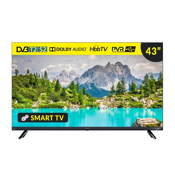 Televizor Kiano Elegance 43" DLED UHD 3840x2160 Mpx | 109cm | Smart TV ANDROID 9.0, WiFi, HDR10, Dolby Audio, Dolby Digital Plus | CLASA G
