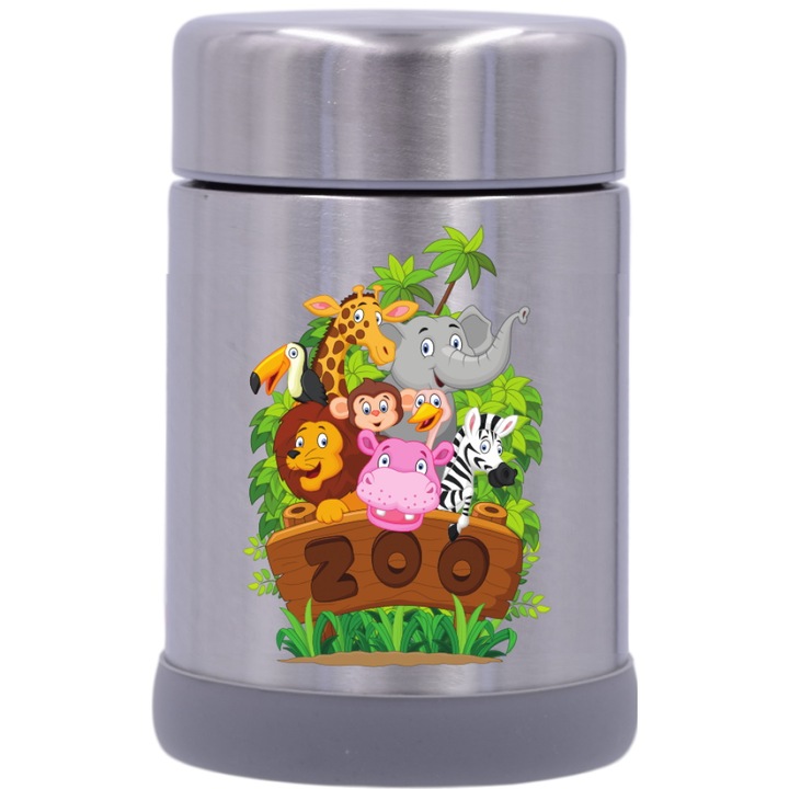 Biosector, Élelmiszertermosz, Zoo nyomat, rozsdamentes acél, 450 ml