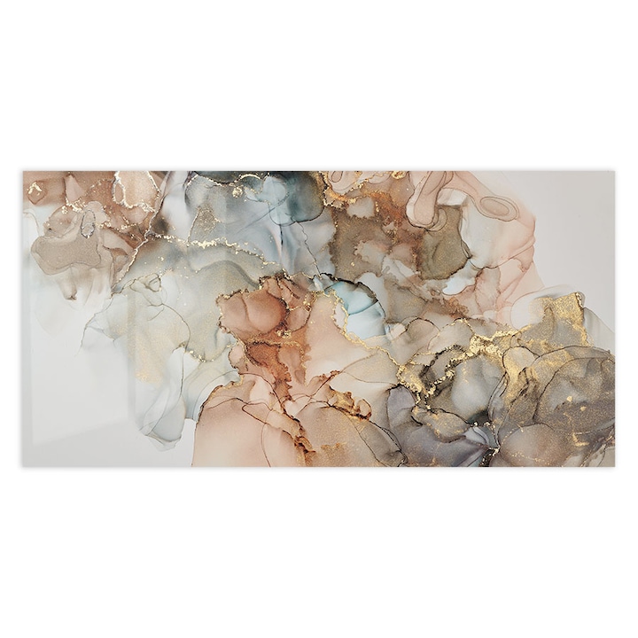 Стъклен панел за гръб на кухня, ARTHUB, Abstract Marble Brown, 60x150cm