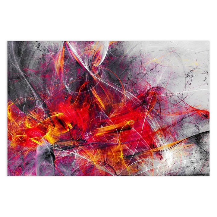 Panou Sticla Bucatarie, Abstract Red Lines, 80x120cm