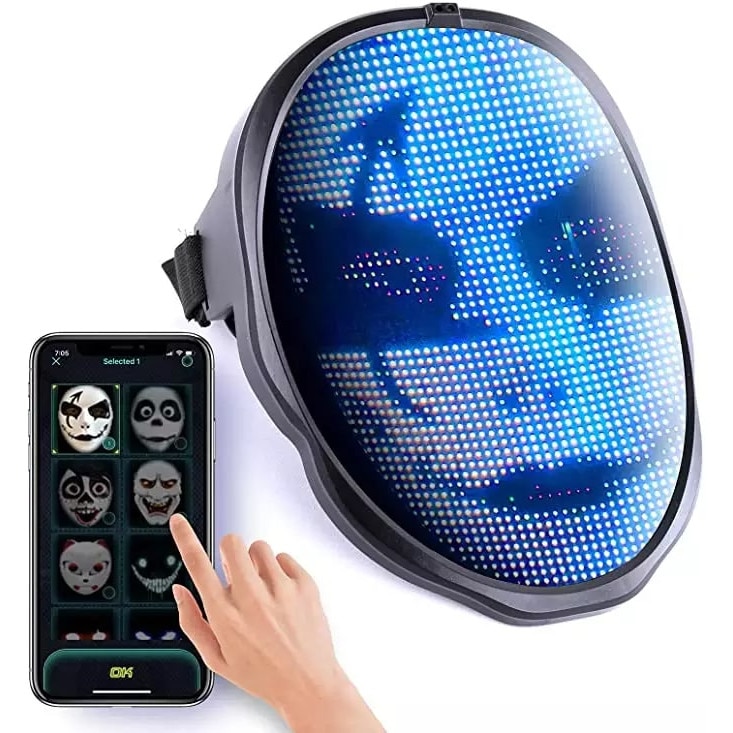Смарт LED маска с прожекционен екран с батерия, програмируема с ...