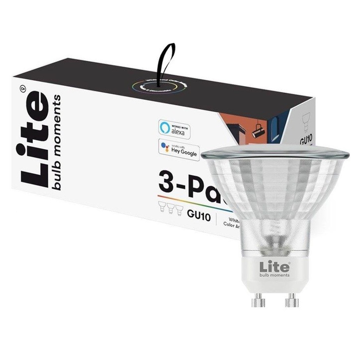 Lite bulb Moments okos izzó, GU10,4,5W Spot, RGB+W2700K, 3 db