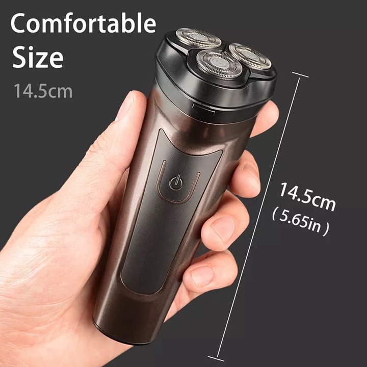 Trimmer de ras barba cu lame rotative Aorlis, Aparat de ras pentru barba, Aparat de ras, Masina de ras, Siguranta, rezistent la apa, curatare usoara, curatare sub jet de apa, waterproof, 3 lame