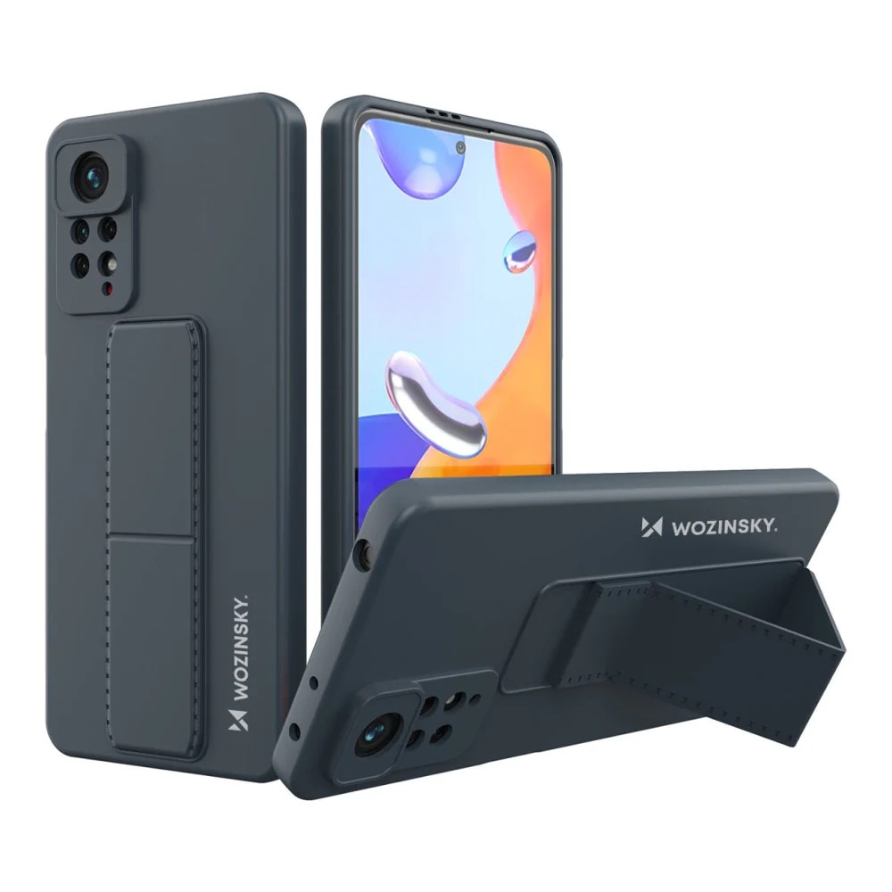 Husa cu suport pentru Xiaomi Redmi Note 11 Pro, Wozinsky, Silicon, Bleumarin