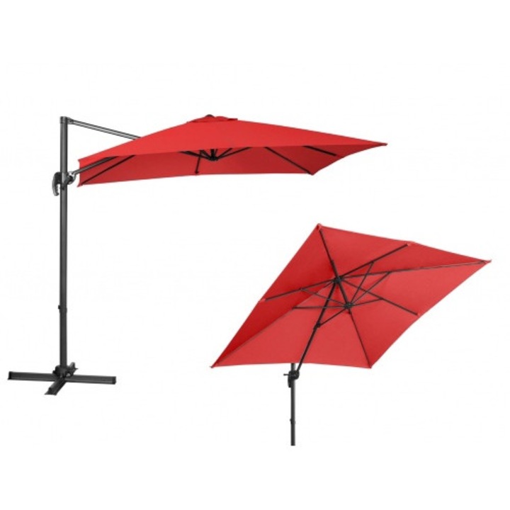 Umbrela pentru gradina, Uniprodo, Otel/Poliester, 2.5 m, Rosu