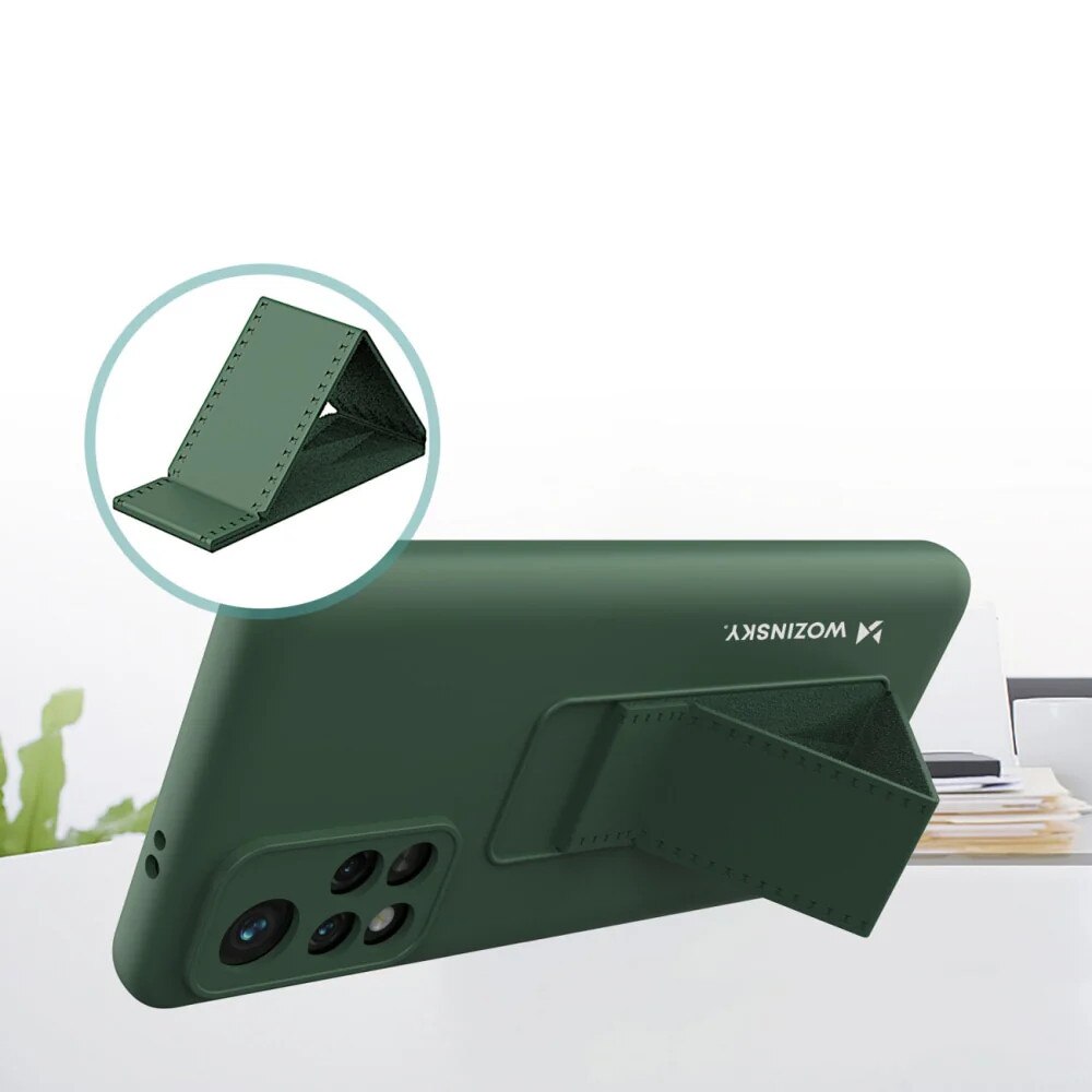 Husa cu suport pentru Xiaomi Poco M4 Pro 5G, Wozinsky, Silicon, Roz
