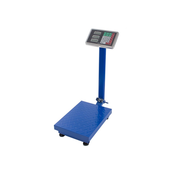 Cantar electronic multifunctional, Otel inoxidabil, 100 kg, Ecran LCD, 30x40 cm, Albastru