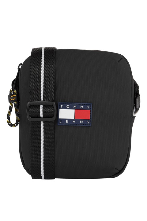 Tommy Jeans, Crossbody táska logó rátéttel, fekete