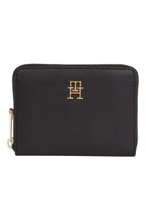 Tommy Hilfiger, Портфейл от еко кожа с цип, черен