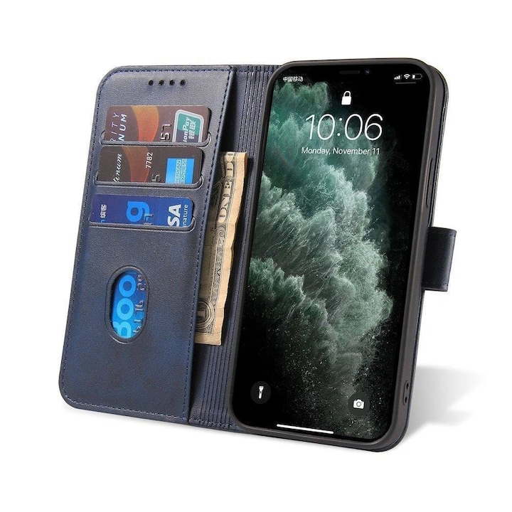 Husa protectie telefon, Hurtel, Pentru Xiaomi Redmi Note 11 Pro+ 5G (China)/11 Pro 5G (China)/Mi11i HyperCharge/POCO X4 NFC, Piele ecologica, Albastru